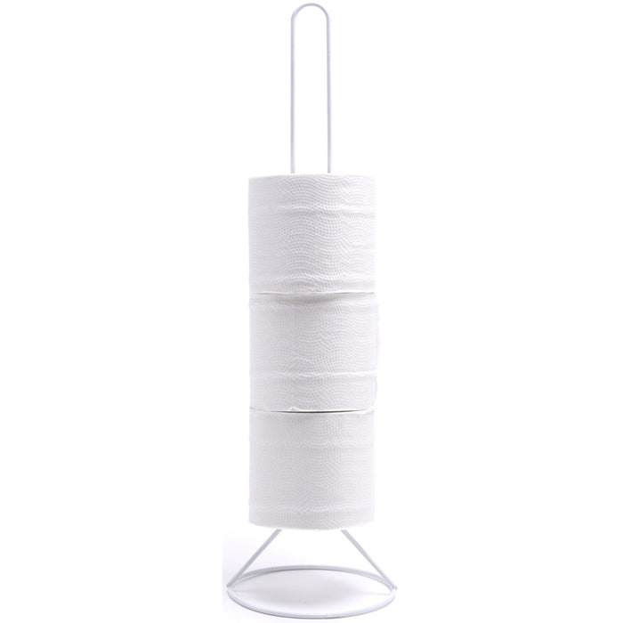MSV Wc|toiletrolhouder reservoir - metaal - wit - 50 cm - 4|5 rollen