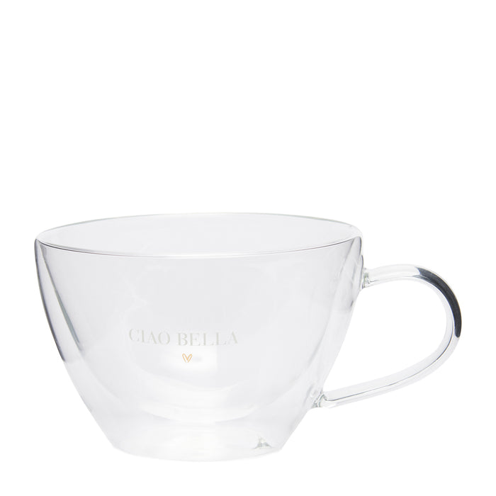 Riviera Maison dubbelwandig theeglas 410 ml - Ciao Bella - Transparant