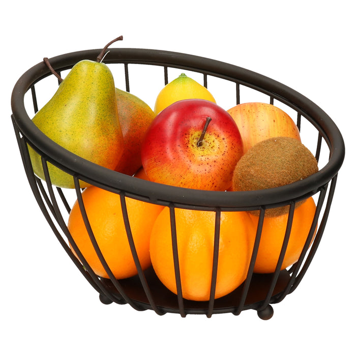 Artex Fruitschaal-fruitmand - metaal - zwart - 25 x 10 cm
