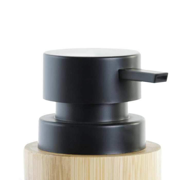 Items Zeeppompje|Dispenser - bamboe|rvs - hout|zwart - 16 cm