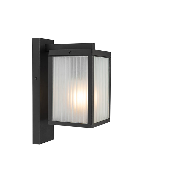 QAZQA Smart buiten wandlantaarn zwart met ribbel glas incl. Wifi A60