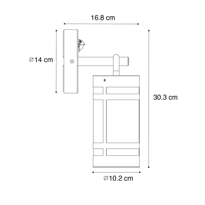 QAZQA Buiten wandlamp zwart IP44 met bewegingssensor - Ruben