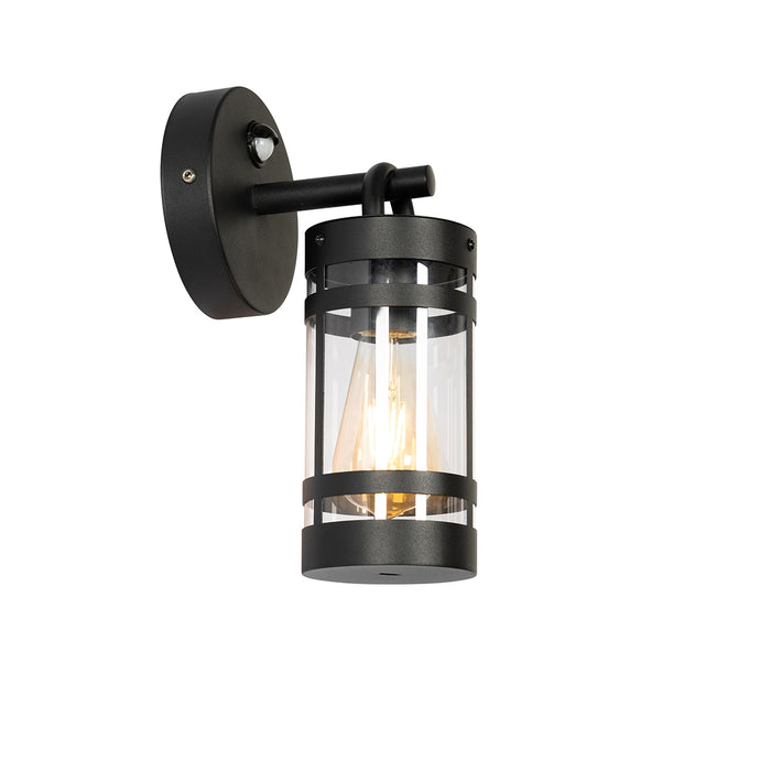 QAZQA Buiten wandlamp zwart IP44 met bewegingssensor - Ruben