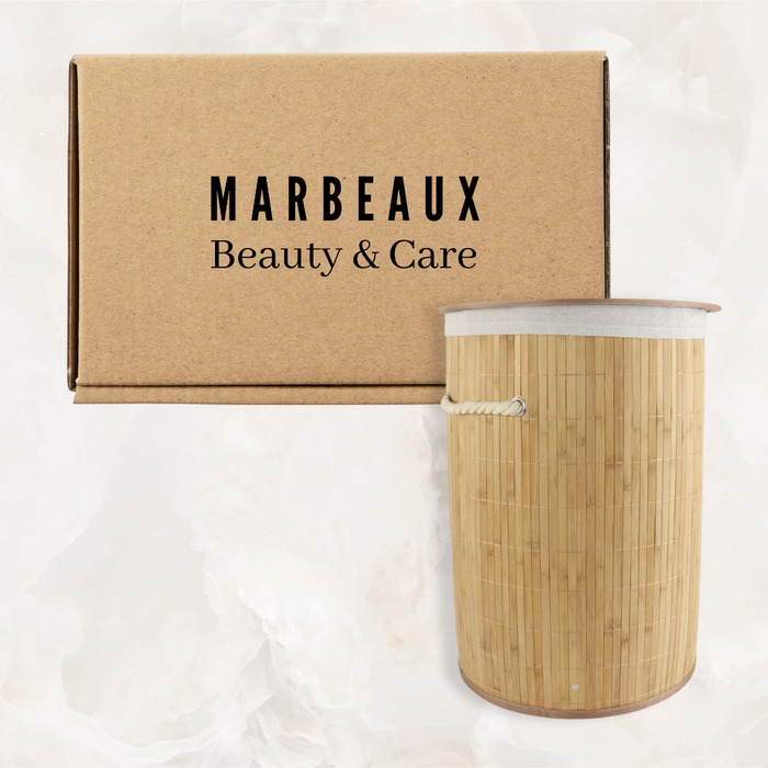 MARBEAUX Wasmand met Deksel Rond Bamboe 48 liter Bruin 35x50 cm Was...