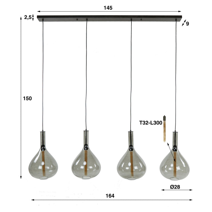 by fonQ  Alexa Hanglamp - Gerookt Glas