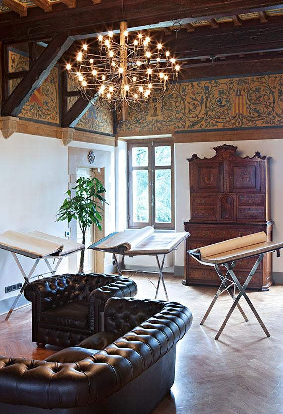 2097|50 by Gino Sarfatti kroonluchter Ø100 opaal messing