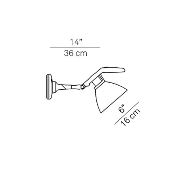 Luceplan Fortebraccio wandlamp 1-arm large zwart