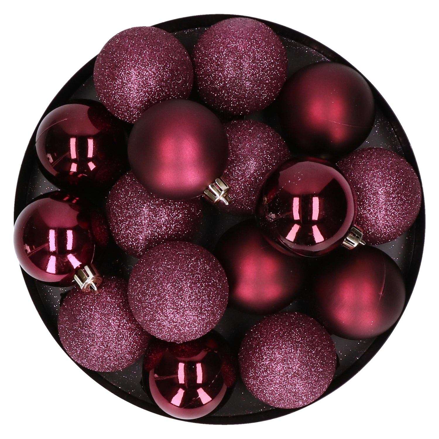 Cosy & Trendy Kerstballen - 12x - donkerroze - kunststof - 6 cm