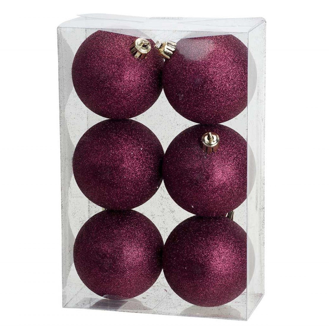 Cosy & Trendy Kerstballen - 6x st - donkerroze - glitters - 8 cm