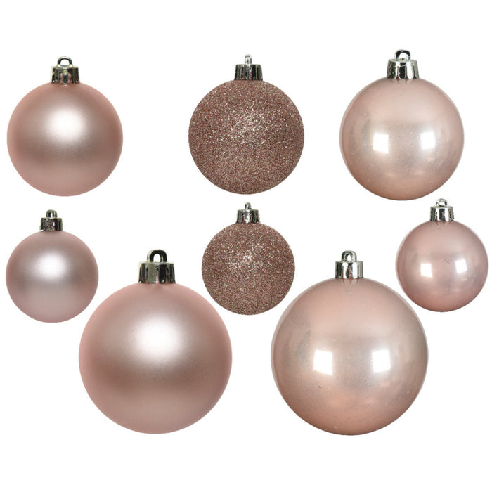 Decoris Kerstballen - 26x st - lichtroze - 6-8-10 cm