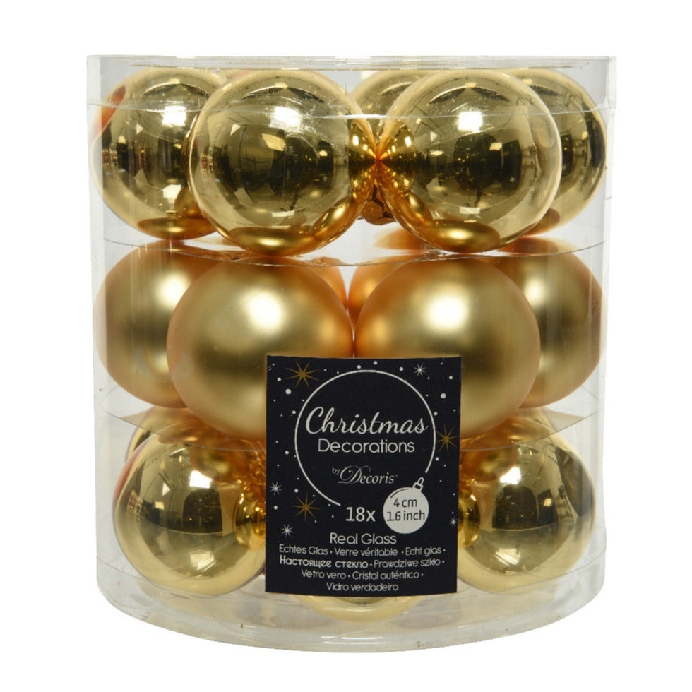 Decoris Kleine kerstballen - 18x - goud - D4 cm - glas