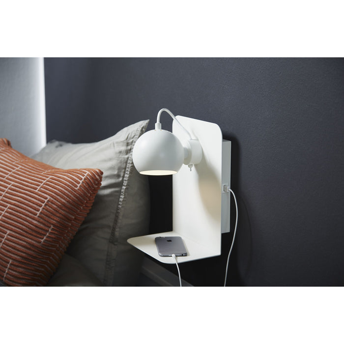 Frandsen Ball wandlamp met usb-poort mat lichtgrijs