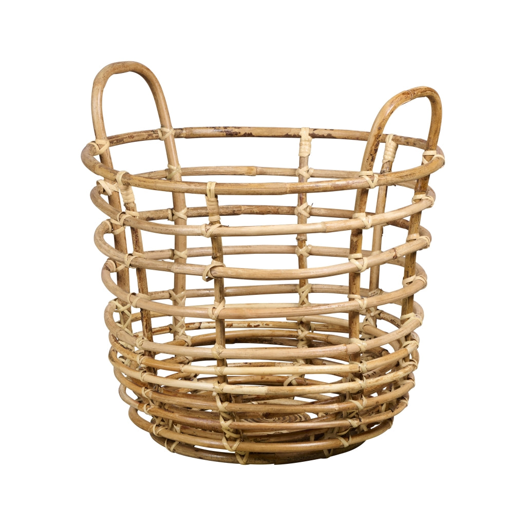 Mand Jurgen - Hout - Naturel - Rotan - 50x40x50cm (BxHxD)
