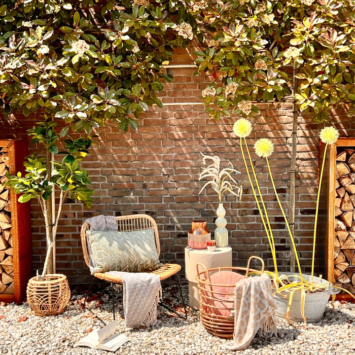 Mand Jurgen - Hout - Naturel - Rotan - 50x40x50cm (BxHxD)