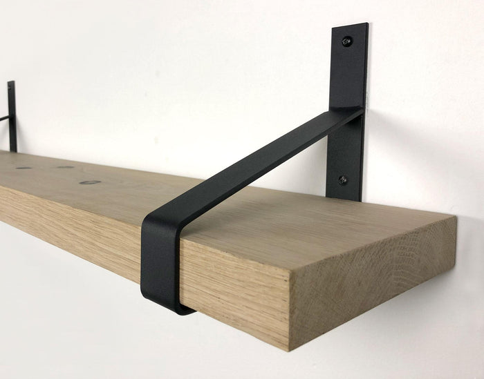 Woodbrothers Eiken wandplank massief recht 60x30cm + dragers