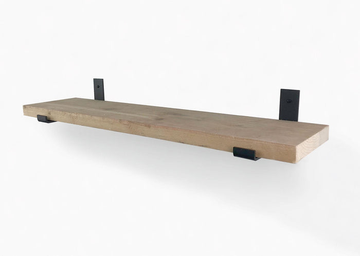 Woodbrothers Steigerhout wandplank 50x20cm + zwarte dragers