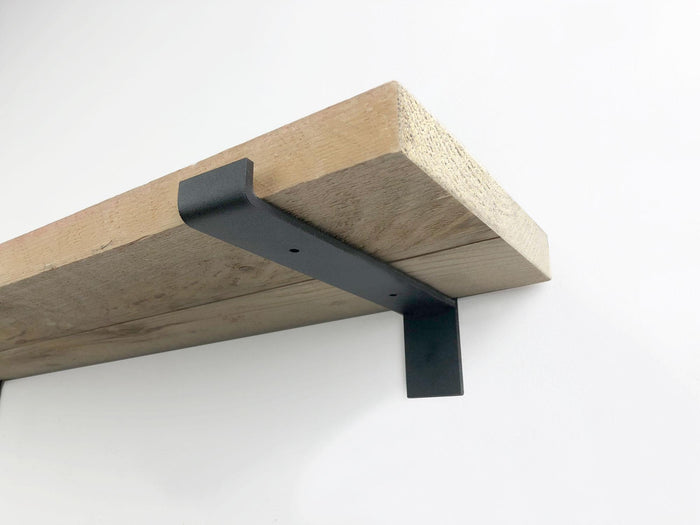 Woodbrothers Steigerhout wandplank 50x20cm + zwarte dragers