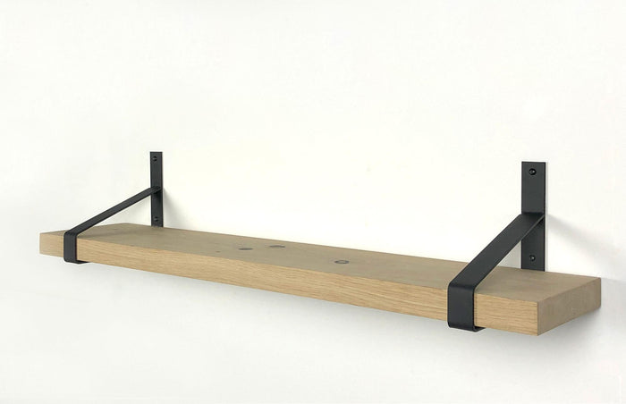 Woodbrothers Eiken wandplank massief recht 100x25cm + dragers