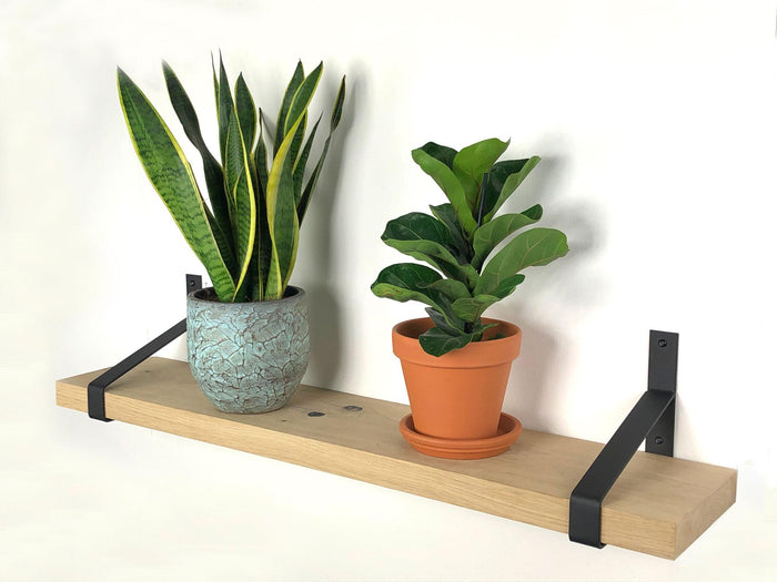 Woodbrothers Eiken wandplank massief recht 100x25cm + dragers