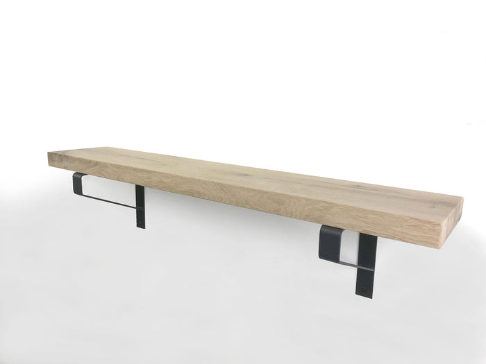 Woodbrothers Eiken wandplank massief recht 60cm op 25cm diepe dragers