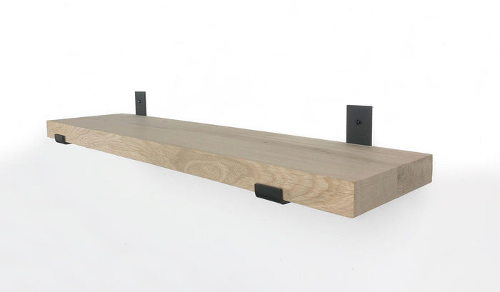 Woodbrothers Eiken wandplank 120x20cm + zwarte dragers