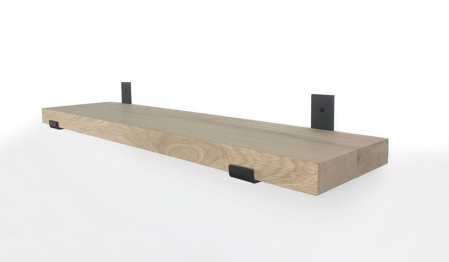 Woodbrothers Eiken wandplank 120x25cm + zwarte dragers