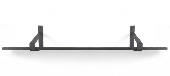 Woodbrothers 18mm wandplank recht zwart 75cm in 20cm diepe dragers