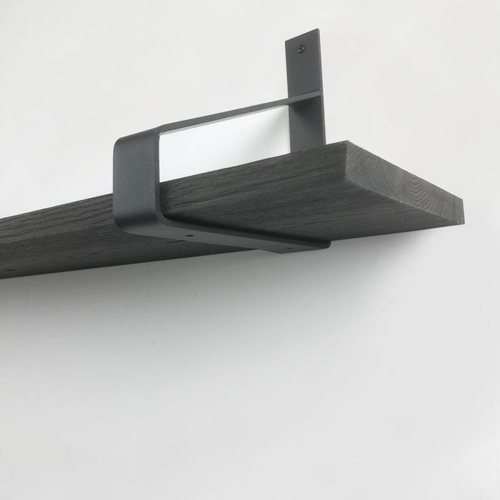 Woodbrothers 18mm wandplank recht zwart 80cm in 20cm diepe dragers