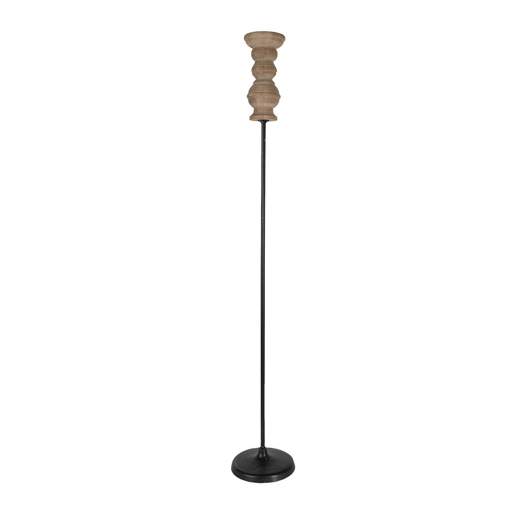Clayre & Eef Kandelaar  102 cm Zwart Bruin Hout IJzer Kaarsenhouder