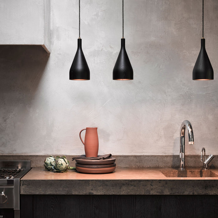 Timber hanglamp small  Ø6.8 messing zwart essen