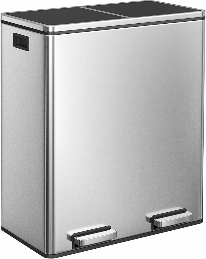 Hoppa! | Afvalbak | RVS - 60L - Grijs