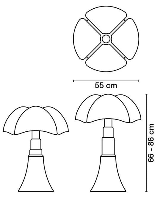 Martinelli Luce Pipistrello vloer- en tafellamp retrofit satijn