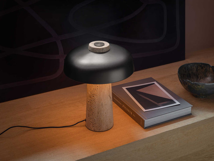 Audo Copenhagen Reverse tafellamp LED travertine|brons