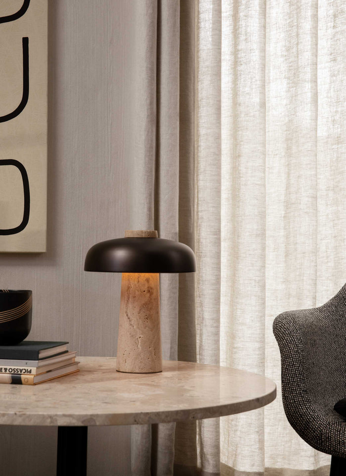 Audo Copenhagen Reverse tafellamp LED travertine|brons
