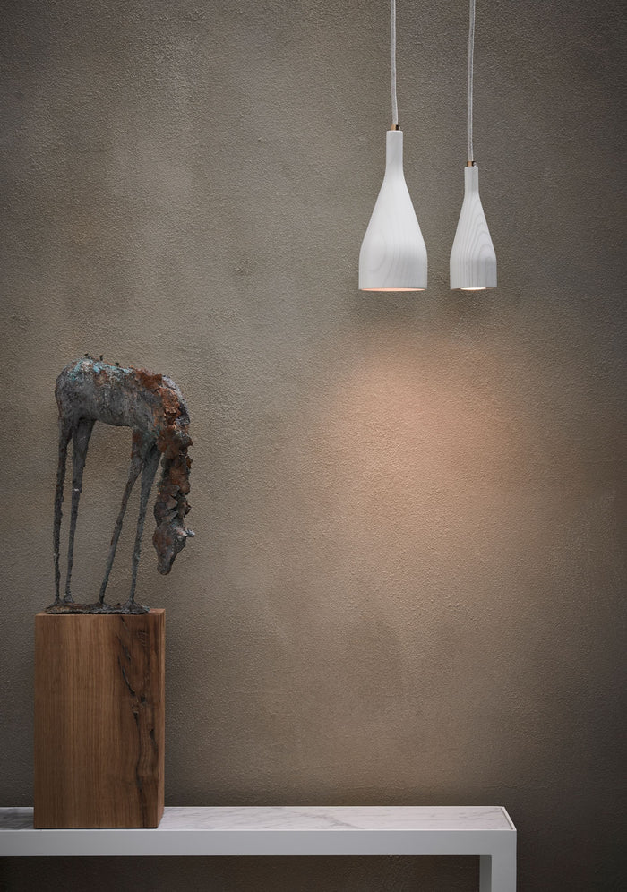 Timber hanglamp small  Ø6.8 messing wit essen