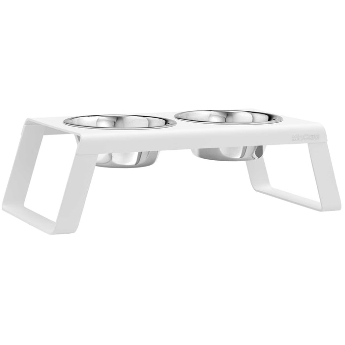 Desco hondenvoerbak medium aluminium wit