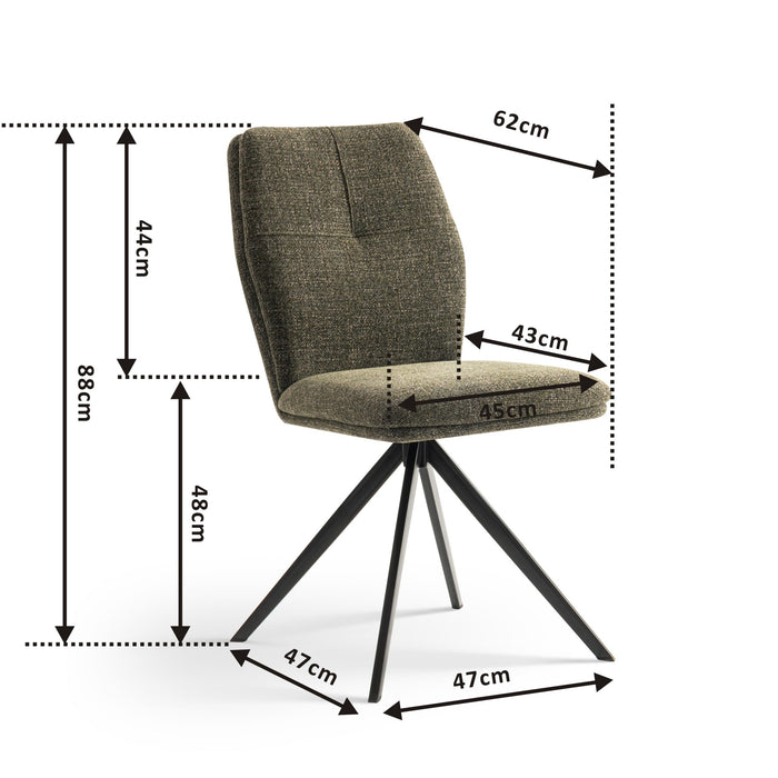 Furnihaus Eetkamerstoelen set van 2 - Emma - Groen - Stof