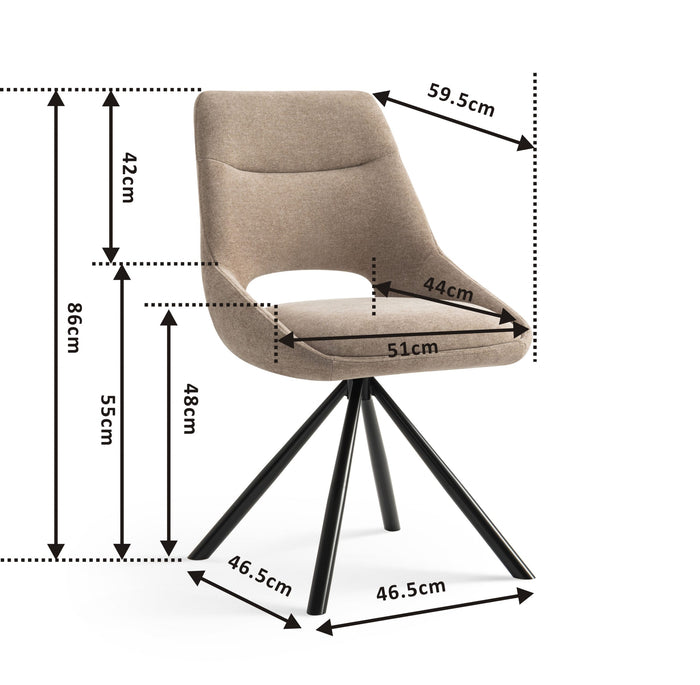 Furnihaus Eetkamerstoelen set van 2 - Tosca - Taupe - Stof