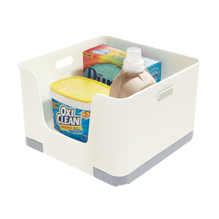 iDesign - Stapelbare Opbergbox met Opening, 39 x 23 cm, Kunststof, Bei