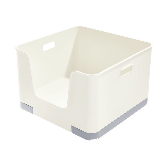 iDesign - Stapelbare Opbergbox met Opening, 39 x 23 cm, Kunststof, Bei