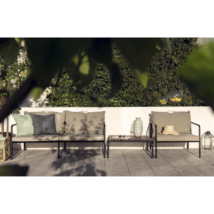 Avon 2-zits loungebank frame zwart stof char heritage