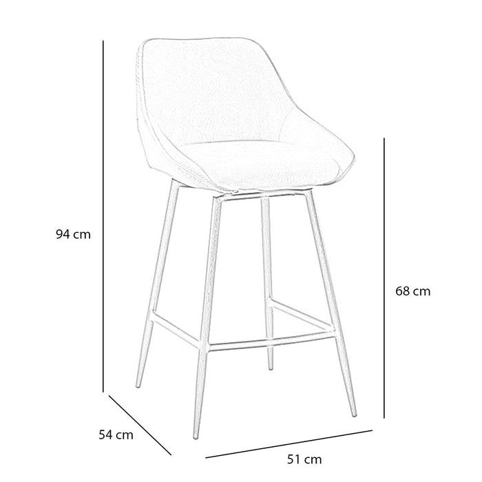 Bronx71 Barkruk draaibaar Luna ribstof koper 68 cm