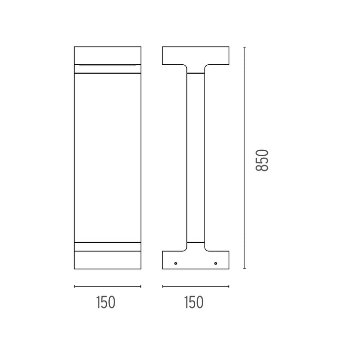 Casting T 150x850 sokkellamp LED 3000K grijs