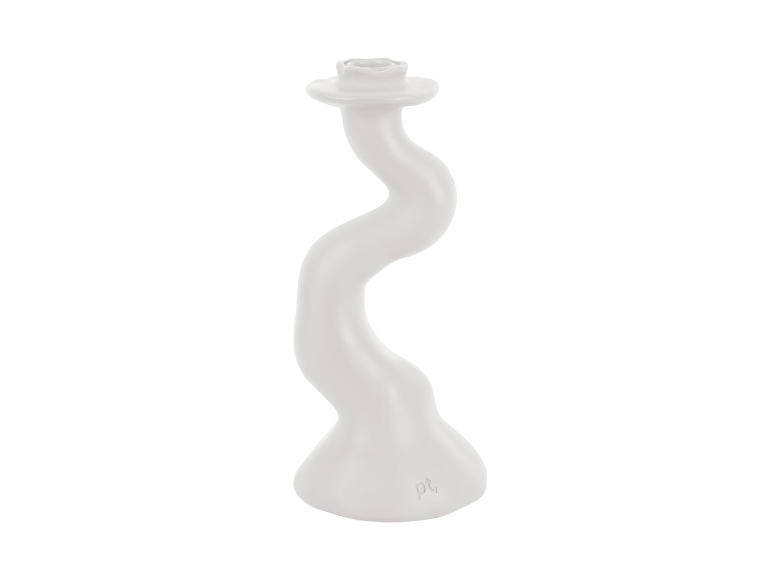 present time - Candleholder Organic Swirl medium polyresin white