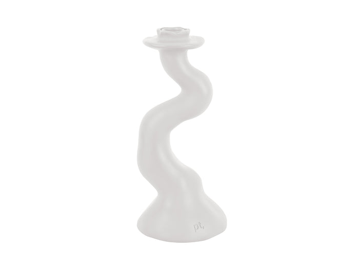 present time - Candleholder Organic Swirl medium polyresin white