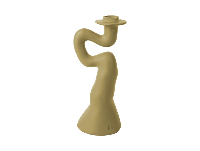 present time - Candleholder Organic Swirl large polyresin latte brown
