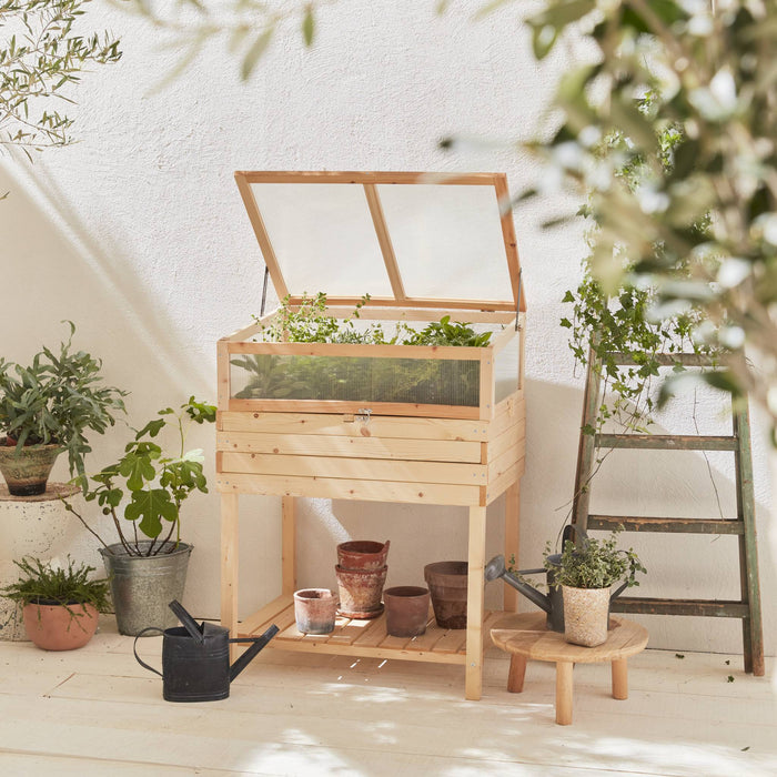 sweeek - Houten moestuinbak met kap op poten