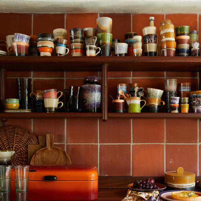 HKliving 70's Mokken 0,2 L - Set van 6 - Soil
