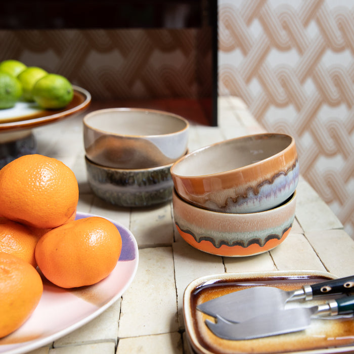 HKliving 70's Ceramics Dessert Kommen Ø 12,5 cm - Set van 4 - Reef