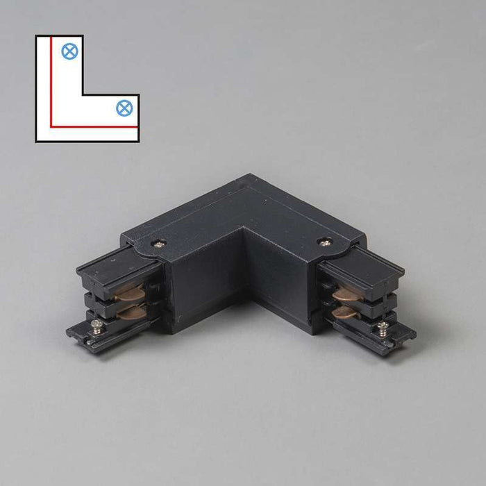 QAZQA L-Koppelstuk voor 3-fase rail zwart links - 3-Phase